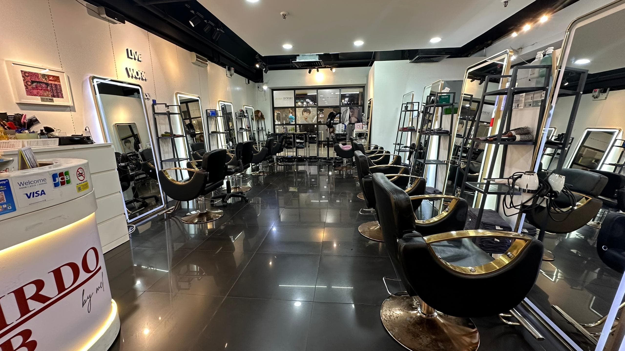 Salon interior at Hairdo Hub by Mel — styling stations and mirrors at Sungei Wang Plaza, Bukit Bintang, Kuala Lumpur